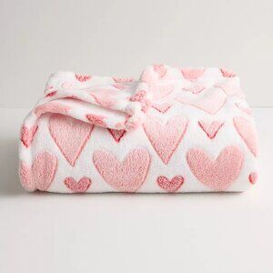 NEW RED HEARTS VALENTINE'S DAY SOFT PLUSH THROW BLANKET THE BIG ONE 5X6 FT NWT